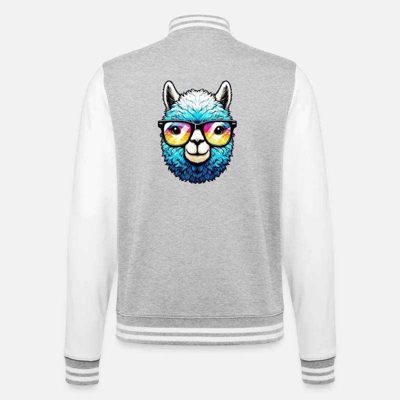 Alpaga avec lunettes de soleil - Veste Teddy - gris chiné / blanc