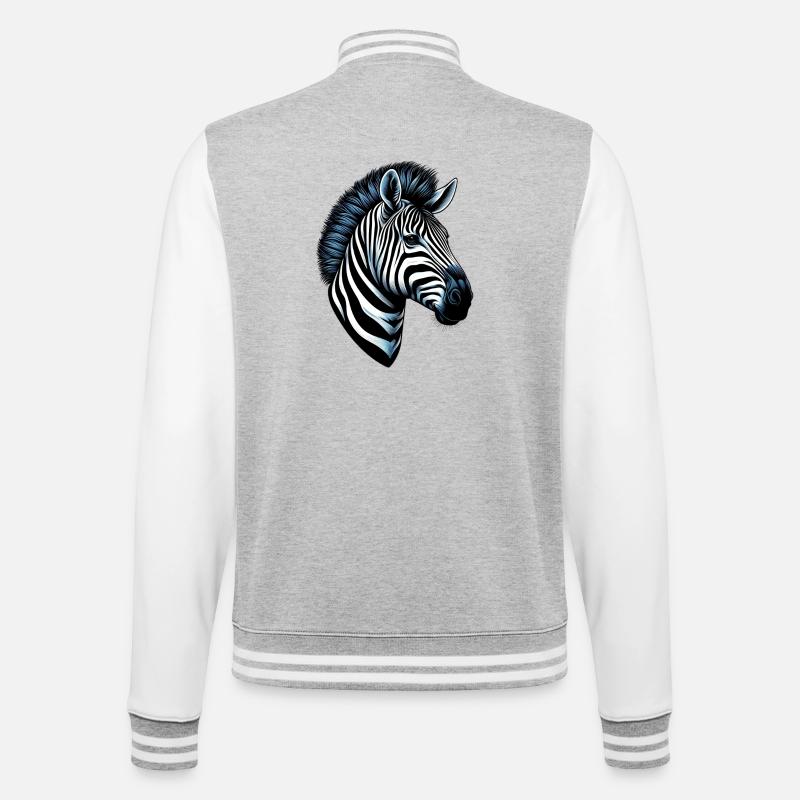 Zebra - College-Sweatjacke - Grau meliert/Weiß