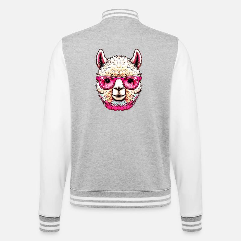 Alpaga avec lunettes de soleil - Veste Teddy - gris chiné / blanc