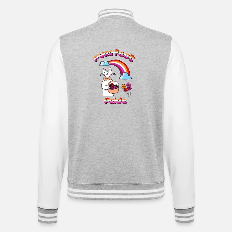 purrfekter Stolz - College-Sweatjacke - Grau meliert/Weiß