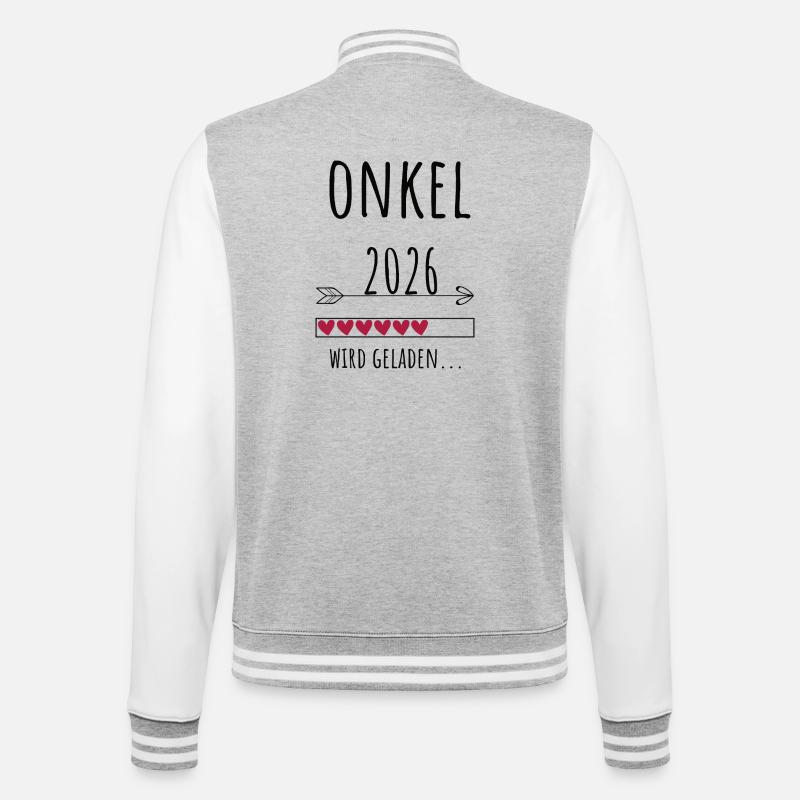 Werdender Onkel 2026 Geschenk Schwangerschaft - College-Sweatjacke - Grau meliert/Weiß