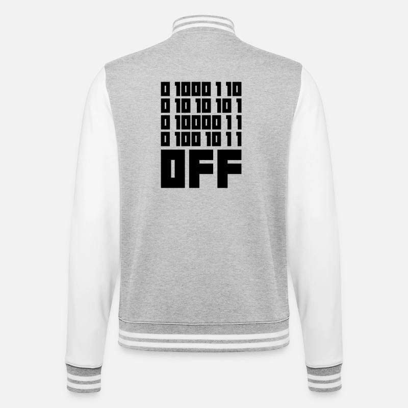 Binärcode F**k OFF – Nerd Humor & Geek Code - College-Sweatjacke - Grau meliert/Weiß