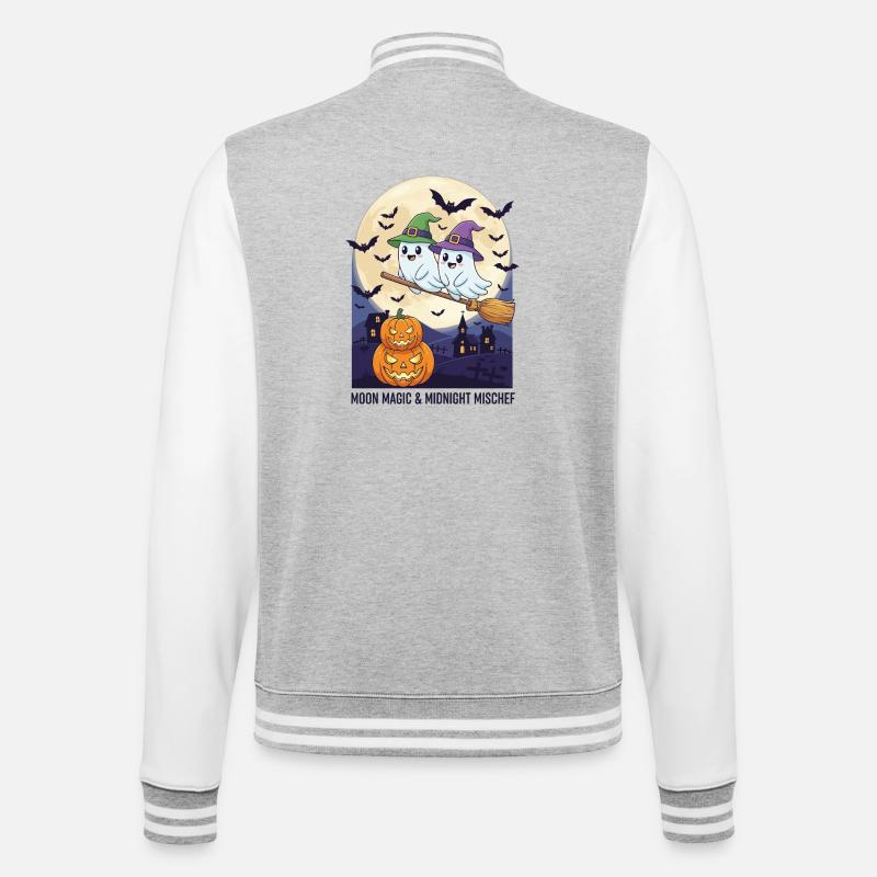 Moon Magic & Midnight Mischef - College Sweat Jacket - heather grey/white