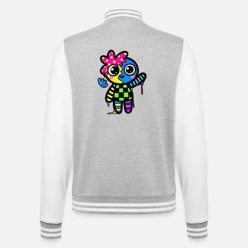 Split Face Rainbow Pop Art - College Sweat Jacket - heather grey/white