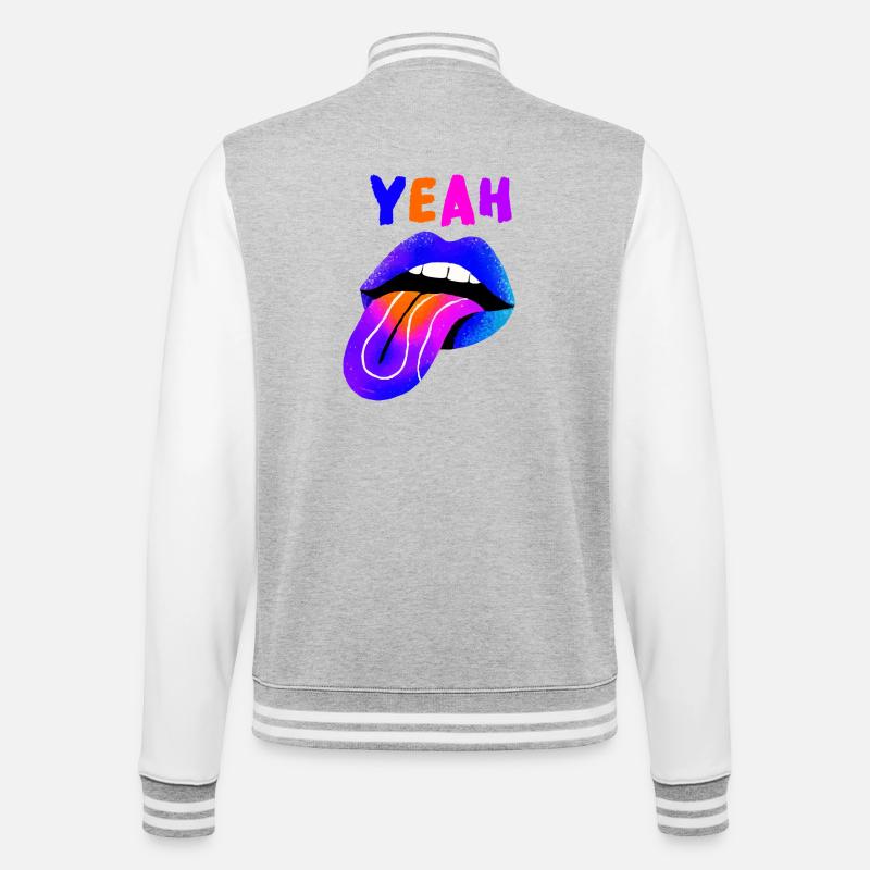 Lebendige Lippen YEAH Pop Art - College-Sweatjacke - Grau meliert/Weiß