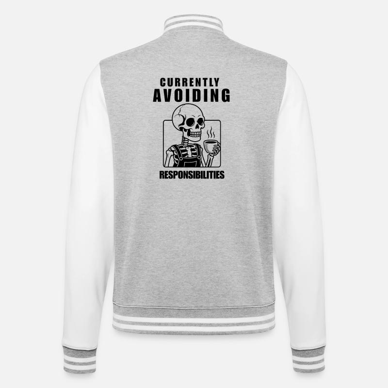 Currently Avoiding Responsibilities Skeleton - College-Sweatjacke - Grau meliert/Weiß