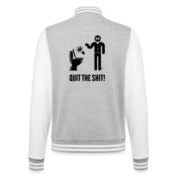 Quit The Shit! (Cannabis / Marijuana / Hemp / B) - College Sweat Jacket - heather grey/white - Back - Marisol (170cm)