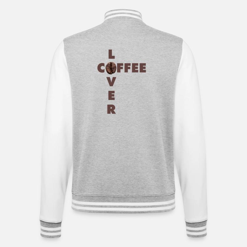 Kaffeeliebhaber-Design mit echter Bohne - College-Sweatjacke - Grau meliert/Weiß