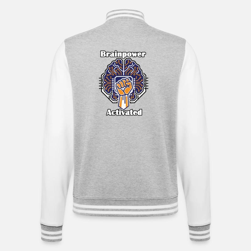 Brainpower Activated - College Sweat Jacket - heather grey/white