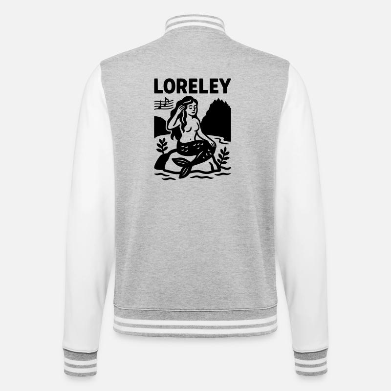 loreley - College-Sweatjacke - Grau meliert/Weiß