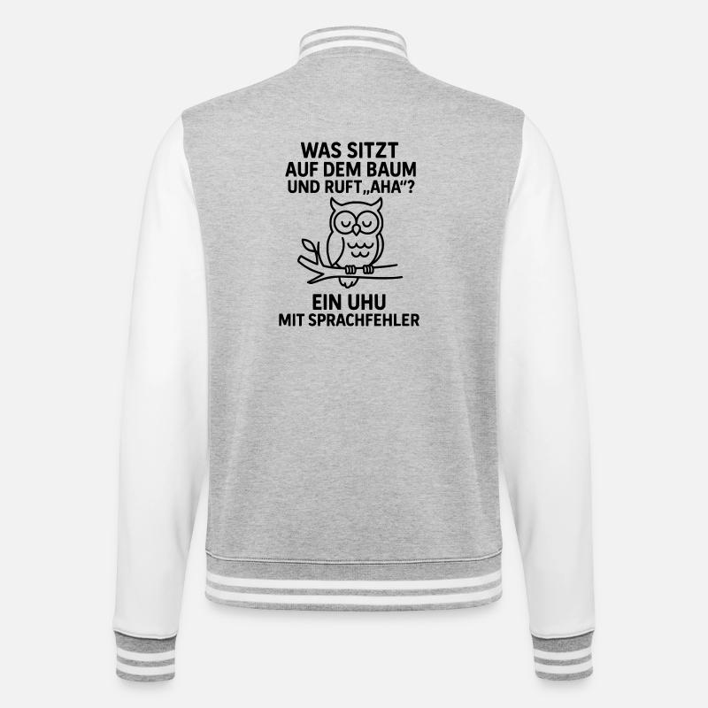 Eagle Owl Speech Error Joke - College Sweat Jacket - heather grey/white