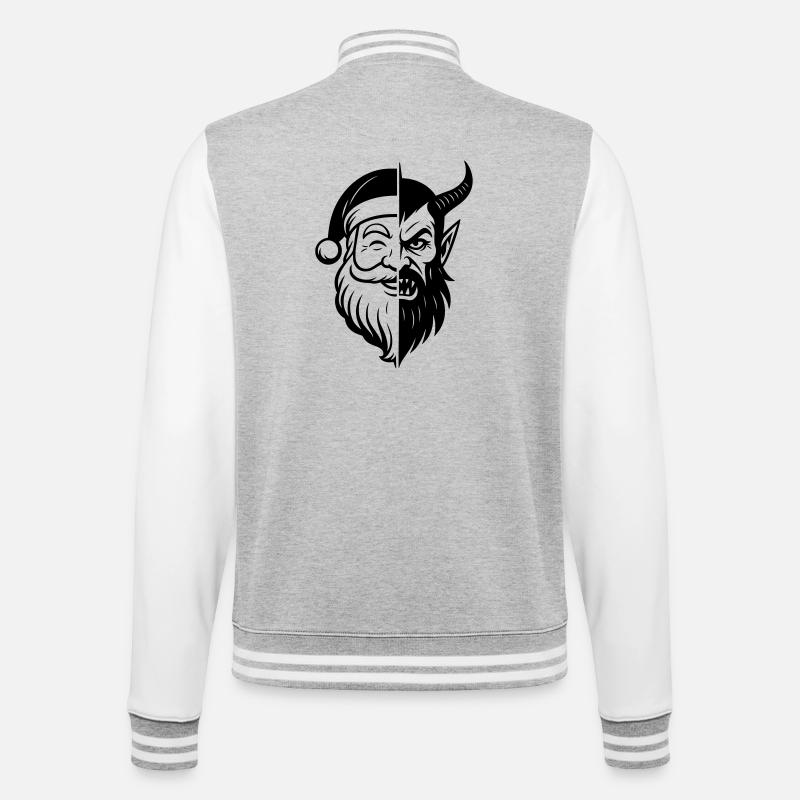 Weihnachtsmann und Weihnachtsmann Peitscher - College-Sweatjacke - Grau meliert/Weiß