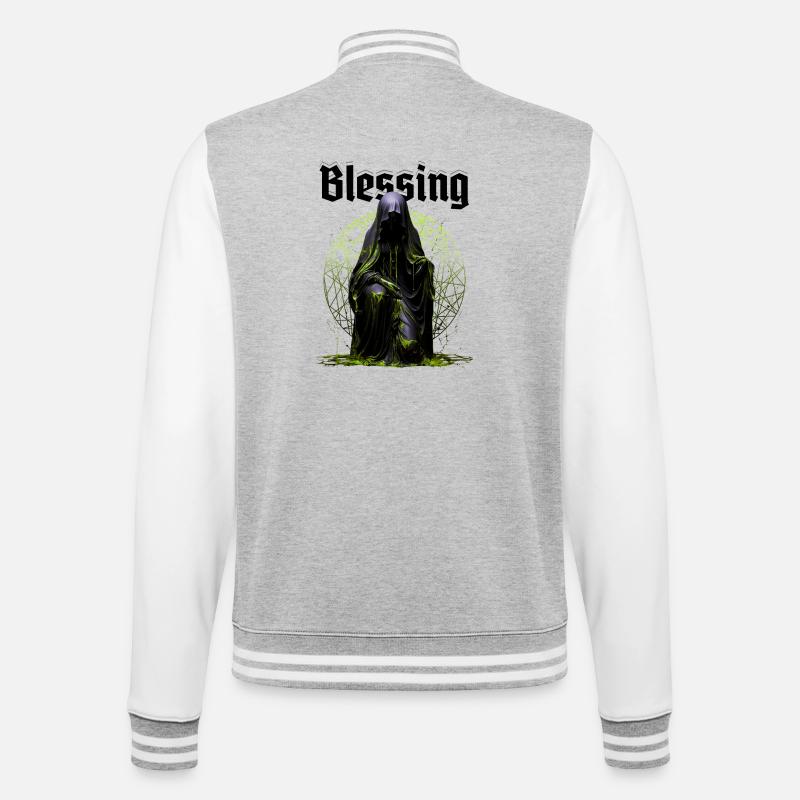 Blessing - College-Sweatjacke - Grau meliert/Weiß