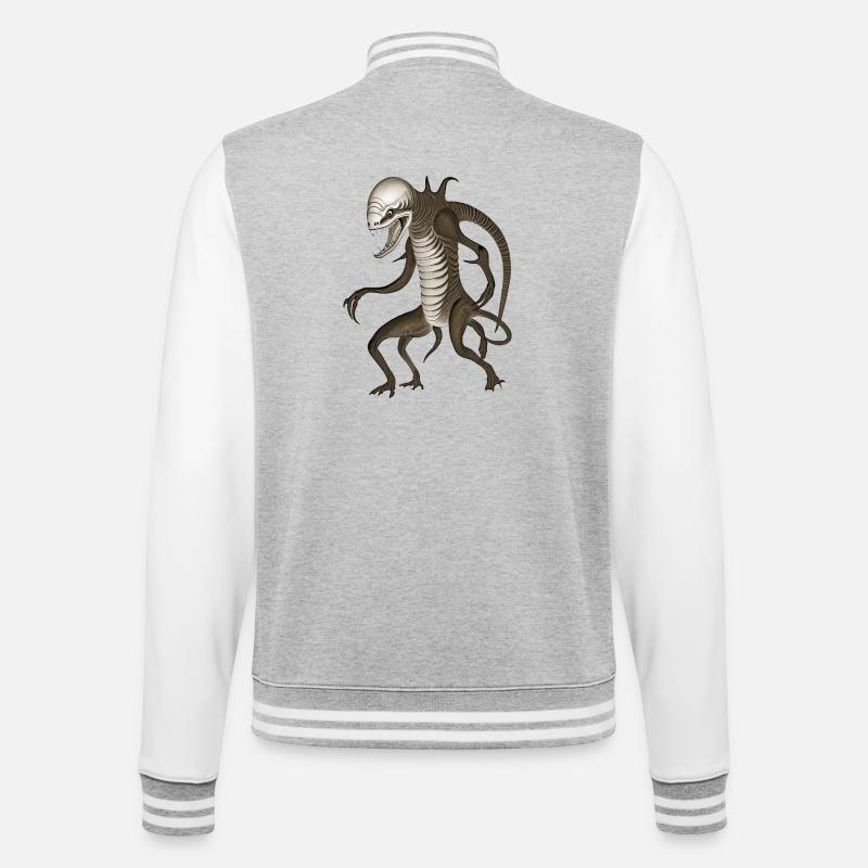 BUG #10 - dark hell - Veste Teddy - gris chiné / blanc