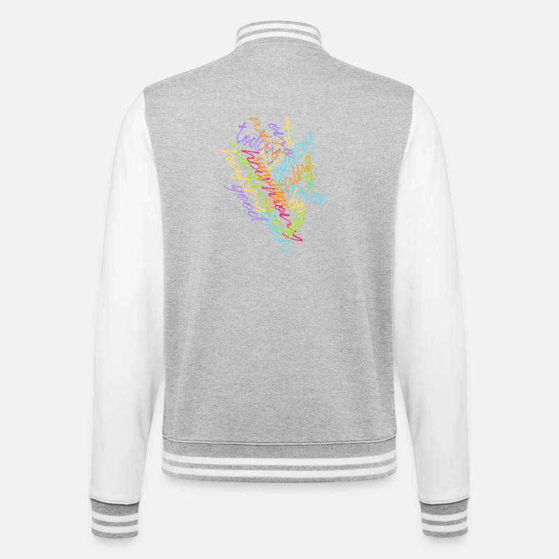 Buntes Texas Wortbild - College-Sweatjacke - Grau meliert/Weiß