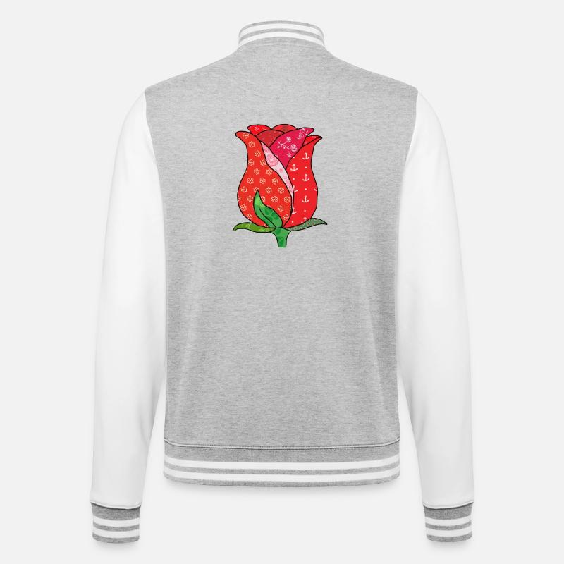 Pattern rose - College Sweat Jacket - heather grey/white