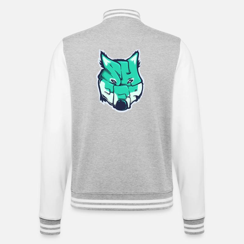 Wolf-Sheep, a drawn word - College Sweat Jacket - heather grey/white