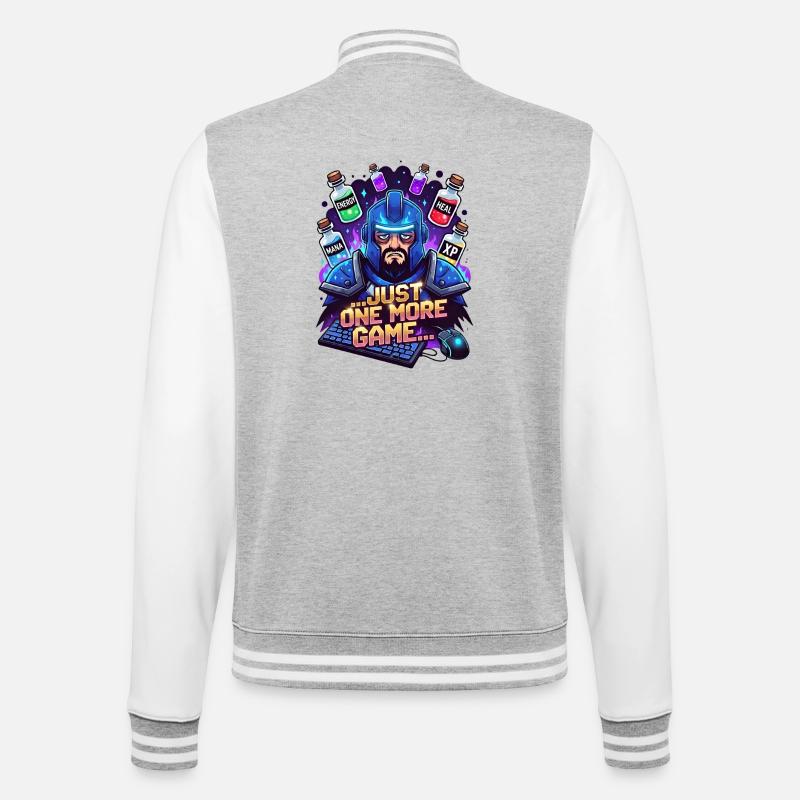 Just one more game - College-Sweatjacke - Grau meliert/Weiß