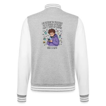 Gen Z Life Lack of Sleep Coffee - College Sweat Jacket - heather grey/white - Back - Marisol (170cm)