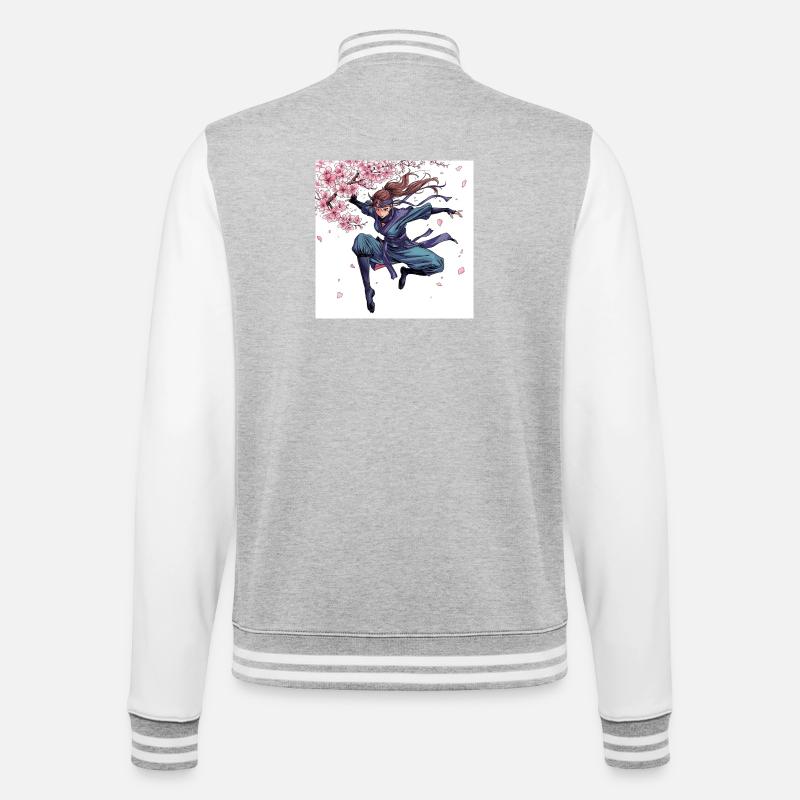 Cherry Blossom Warrior Style - College Sweat Jacket - heather grey/white