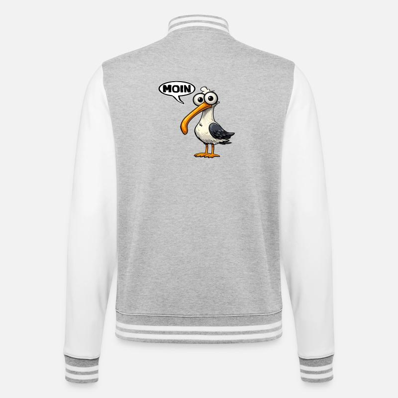 Moin Möwe Comic Miesmuschelartwuermchen  - College-Sweatjacke - Grau meliert/Weiß