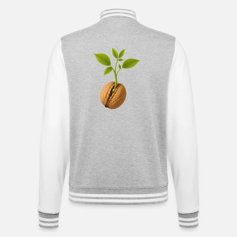 Petit Pousse Gros Noyer Design - Veste Teddy - gris chiné / blanc