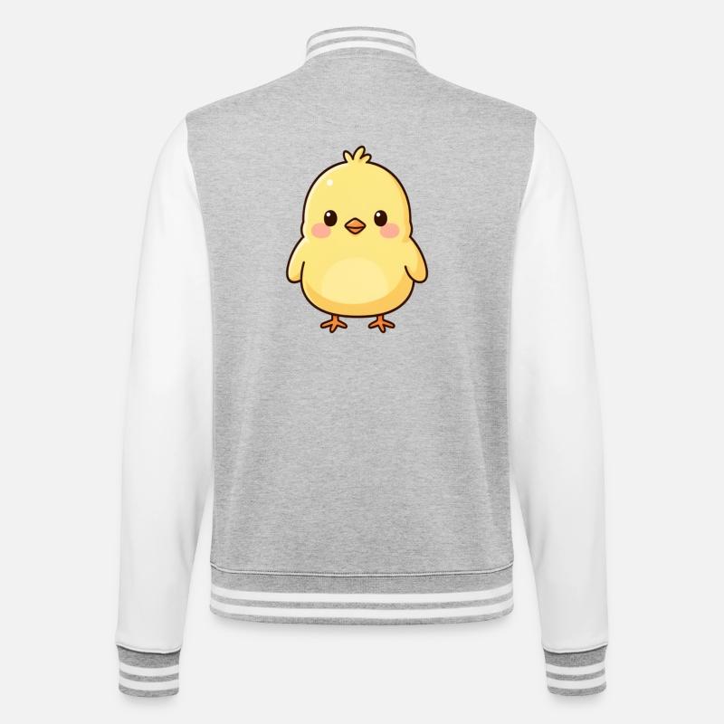 Cute Kawaii Chick Gift - College Sweat Jacket - heather grey/white