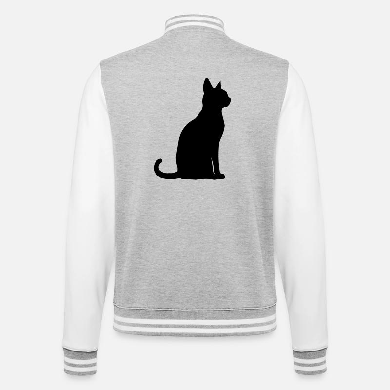Katze Tier - College-Sweatjacke - Grau meliert/Weiß