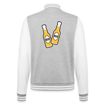 2 Bierflaschen (Bier / POS 3C) - College-Sweatjacke - Grau meliert/Weiß - Hinten - Marisol (170cm)