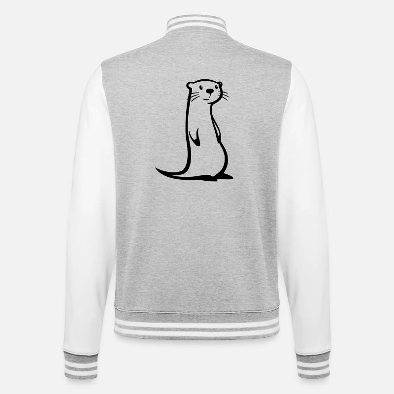 loutre - Veste Teddy - gris chiné / blanc
