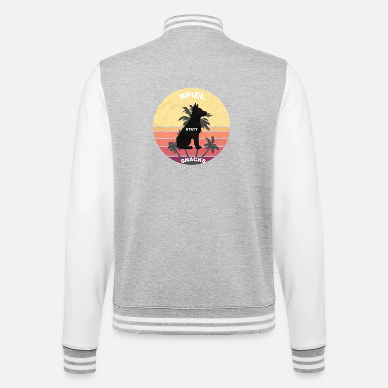 Retro - College-Sweatjacke - Grau meliert/Weiß