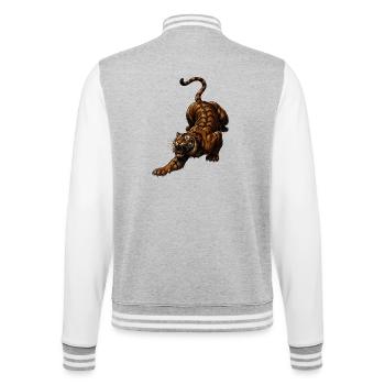 Tiger im Sprung Wilddynamik - College-Sweatjacke - Grau meliert/Weiß - Hinten - Marisol (170cm)