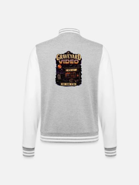 Graveyard Video Open Late Retro - College Sweat Jacket - heather grey/white