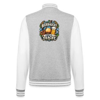 BIERBAUCH? DES IS TRACHT. – Lustiges T-Shirt - College-Sweatjacke - Grau meliert/Weiß - Hinten - Marisol (170cm)