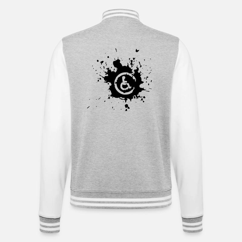 Rollstuhl Image Splash # - College-Sweatjacke - Grau meliert/Weiß