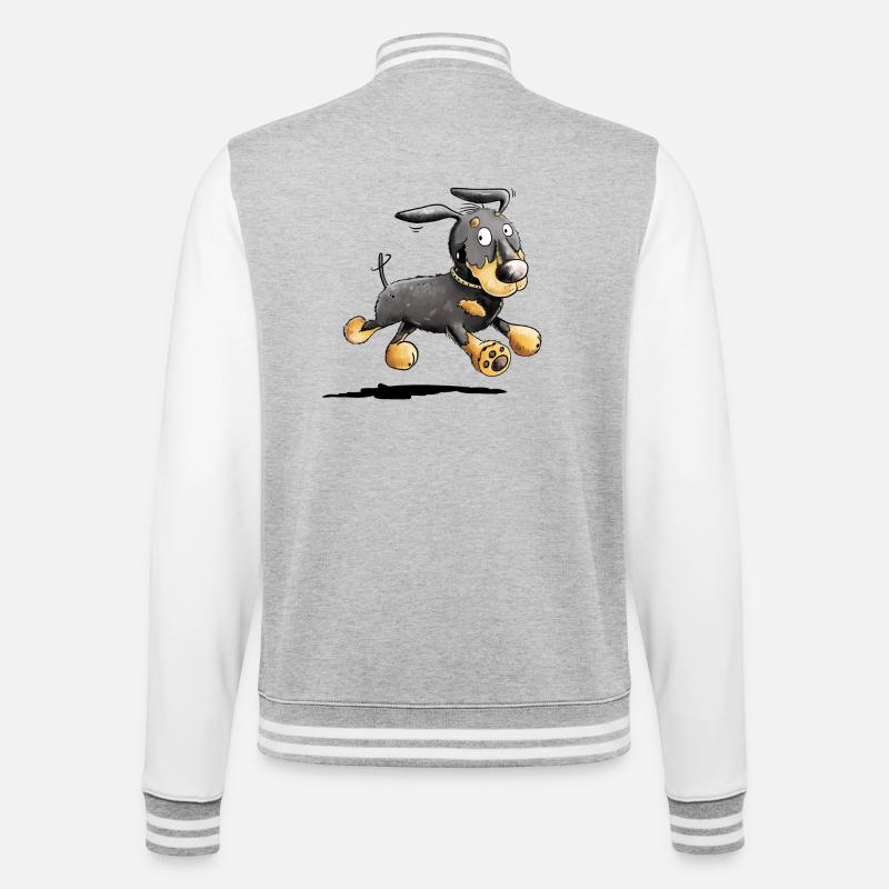 Flotter Dackel - Dachshund - Teckel - Geschenk - College-Sweatjacke - Grau meliert/Weiß