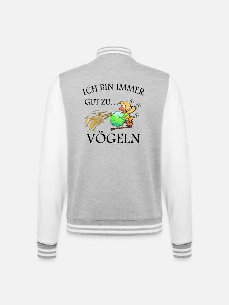 Lustige Vögel - College-Sweatjacke - Grau meliert/Weiß