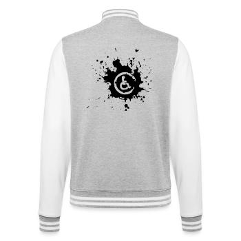 Bild Rollstuhl Behinderte Farbspritzer * - College-Sweatjacke - Grau meliert/Weiß - Hinten - Marisol (170cm)