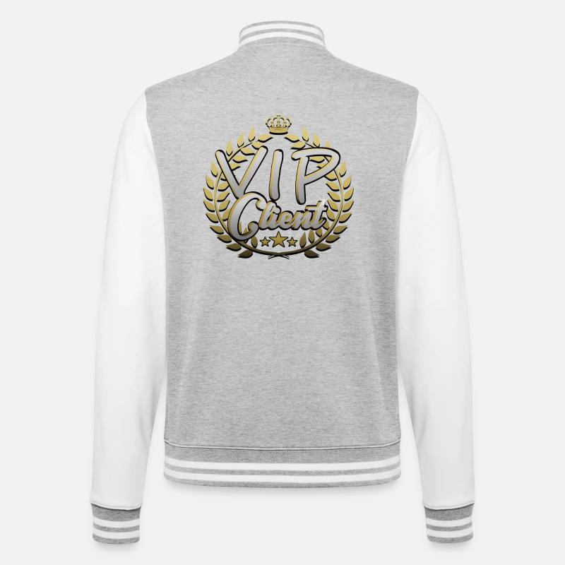 VIP Client - College-Sweatjacke - Grau meliert/Weiß
