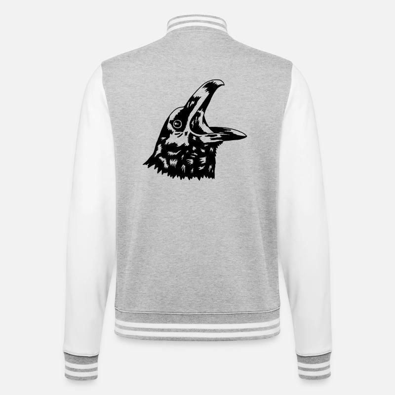 Krähe - College-Sweatjacke - Grau meliert/Weiß