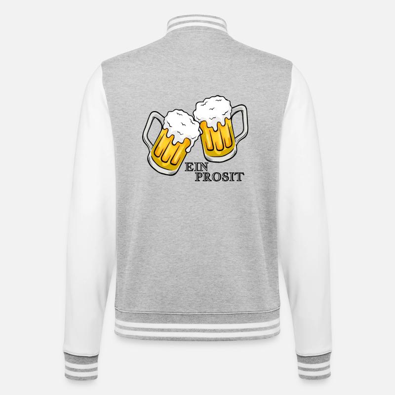 EIN PROSIT_Volksfestzeit_ Zum Wohl - College-Sweatjacke - Grau meliert/Weiß