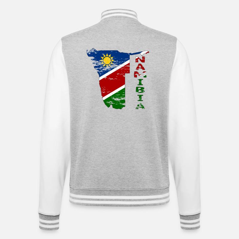 Namibie Carte Drapeau utilisé - Veste Teddy - gris chiné / blanc