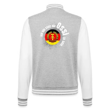 Ostalgie ossi stolz sachsen humo seid bereit ddr o - College-Sweatjacke - Grau meliert/Weiß - Hinten - Marisol (170cm)