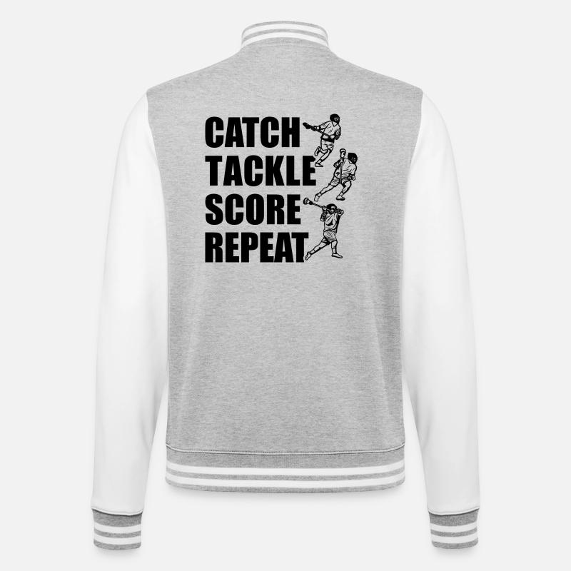 Catch, tackle, points, repeat - College Sweat Jacket - heather grey/white