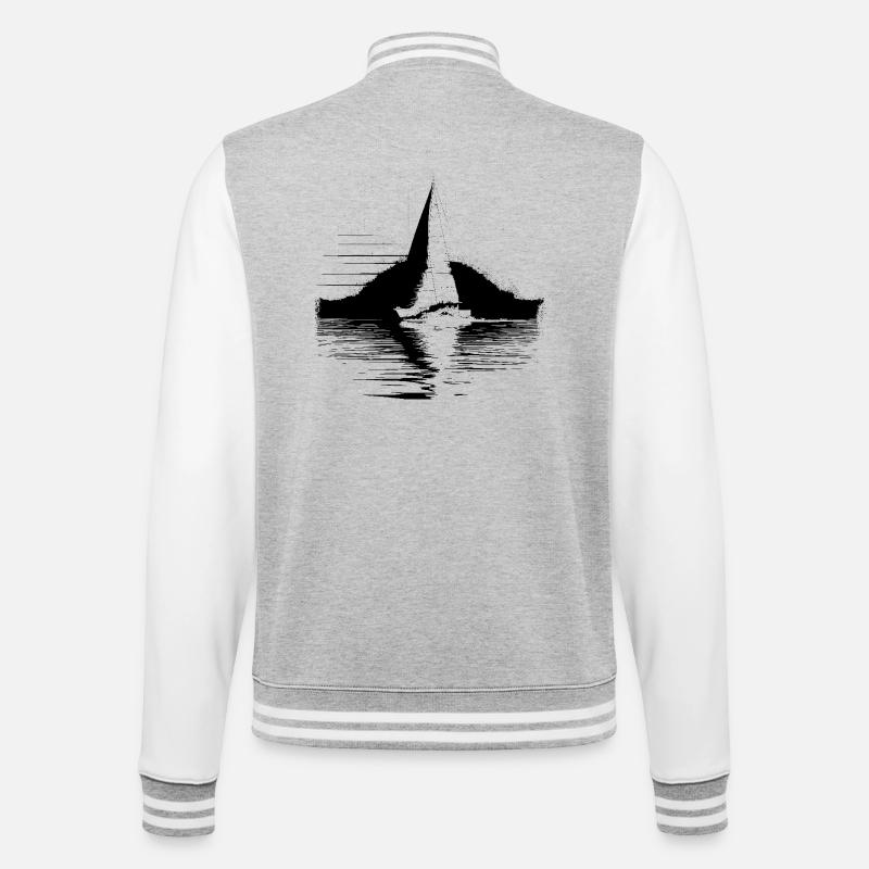 Segelschiff - College-Sweatjacke - Grau meliert/Weiß