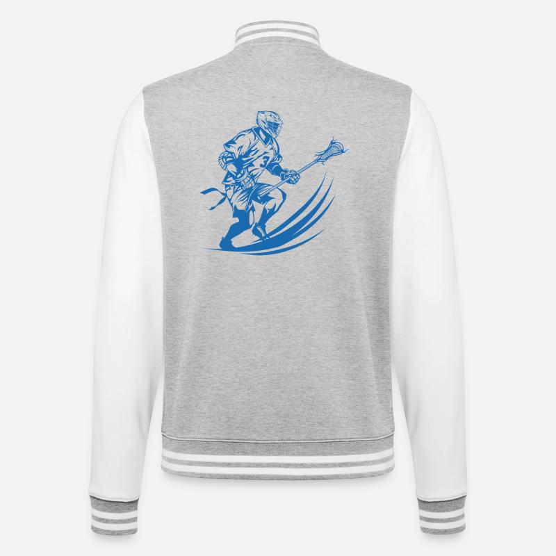 Lacrosse Player Graphics - College Sweat Jacket - heather grey/white
