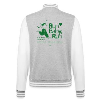 Run Baby Run for women who love running - College Sweat Jacket - heather grey/white - Back - Marisol (170cm)