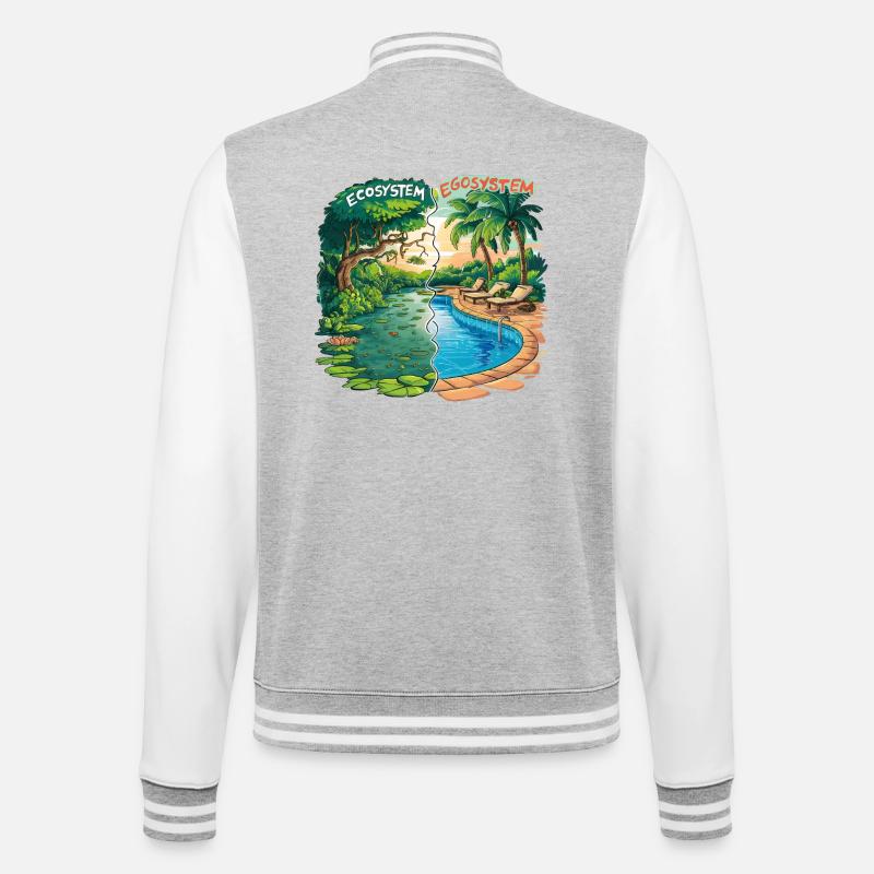 Ecosystem vs Egosystem Eco-Friendly Message - College Sweat Jacket - heather grey/white