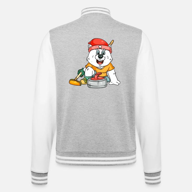 Curlingspieler Eisbär - College-Sweatjacke - Grau meliert/Weiß
