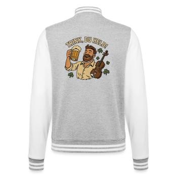 Trink, Du Held!  - College-Sweatjacke - Grau meliert/Weiß - Hinten - Marisol (170cm)